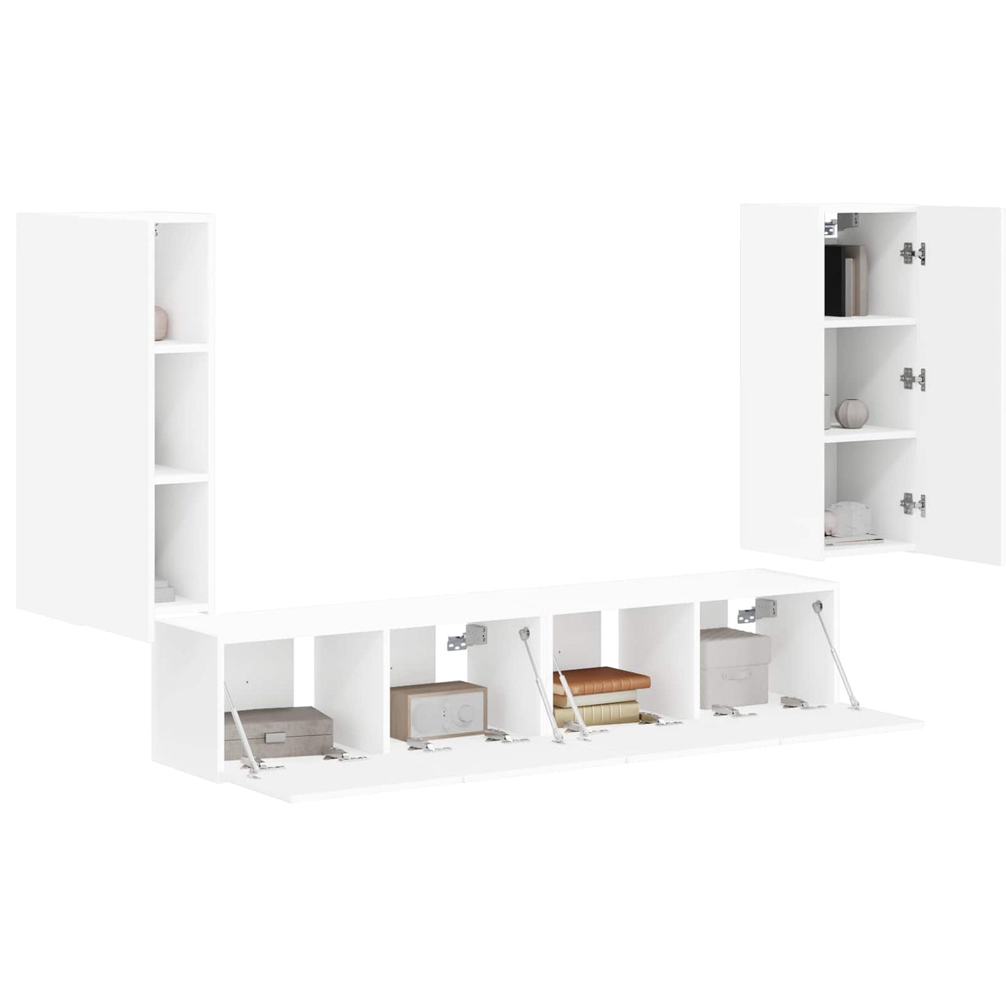 TV falit kabinet szett Falra szerelhető 4 pcs Fehér Faanyag
