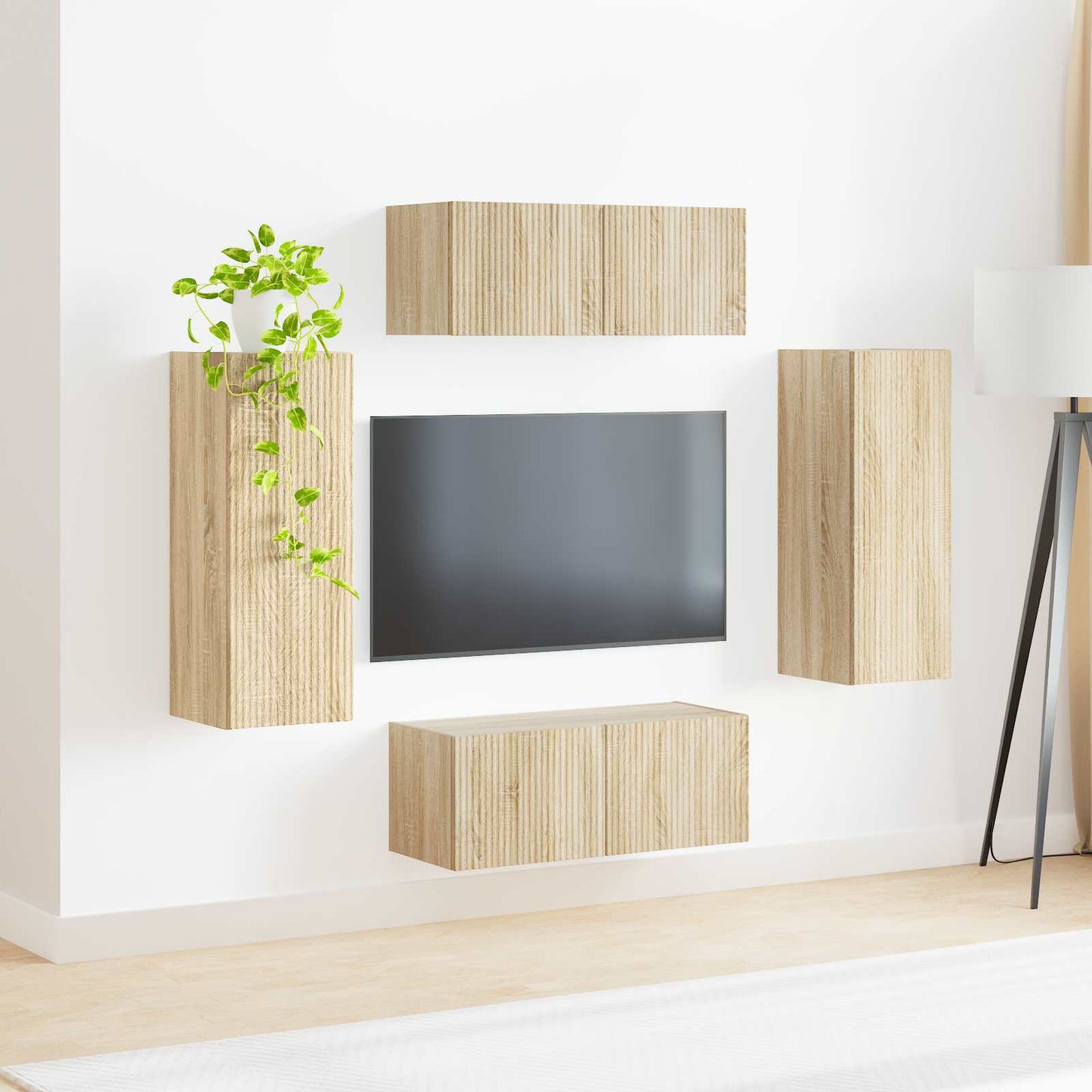 TV falit kabinet szett 4 pcs Sonoma tölgy Szerelt Fa