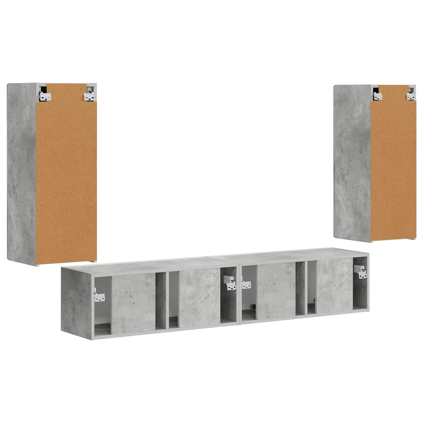 TV falit kabinet szett 4 pcs Beton Szürke Szerelt Fa