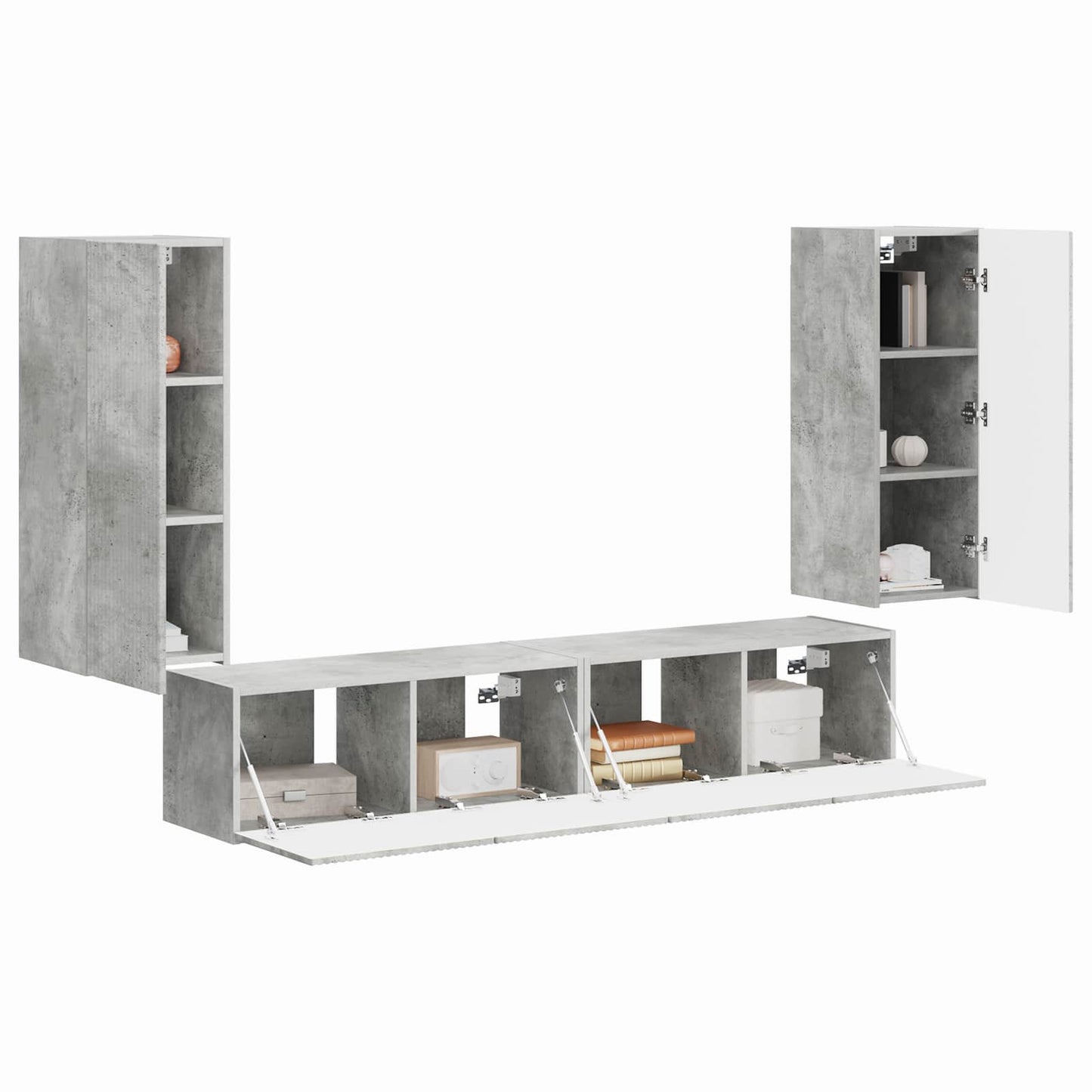 TV falit kabinet szett 4 pcs Beton Szürke Szerelt Fa