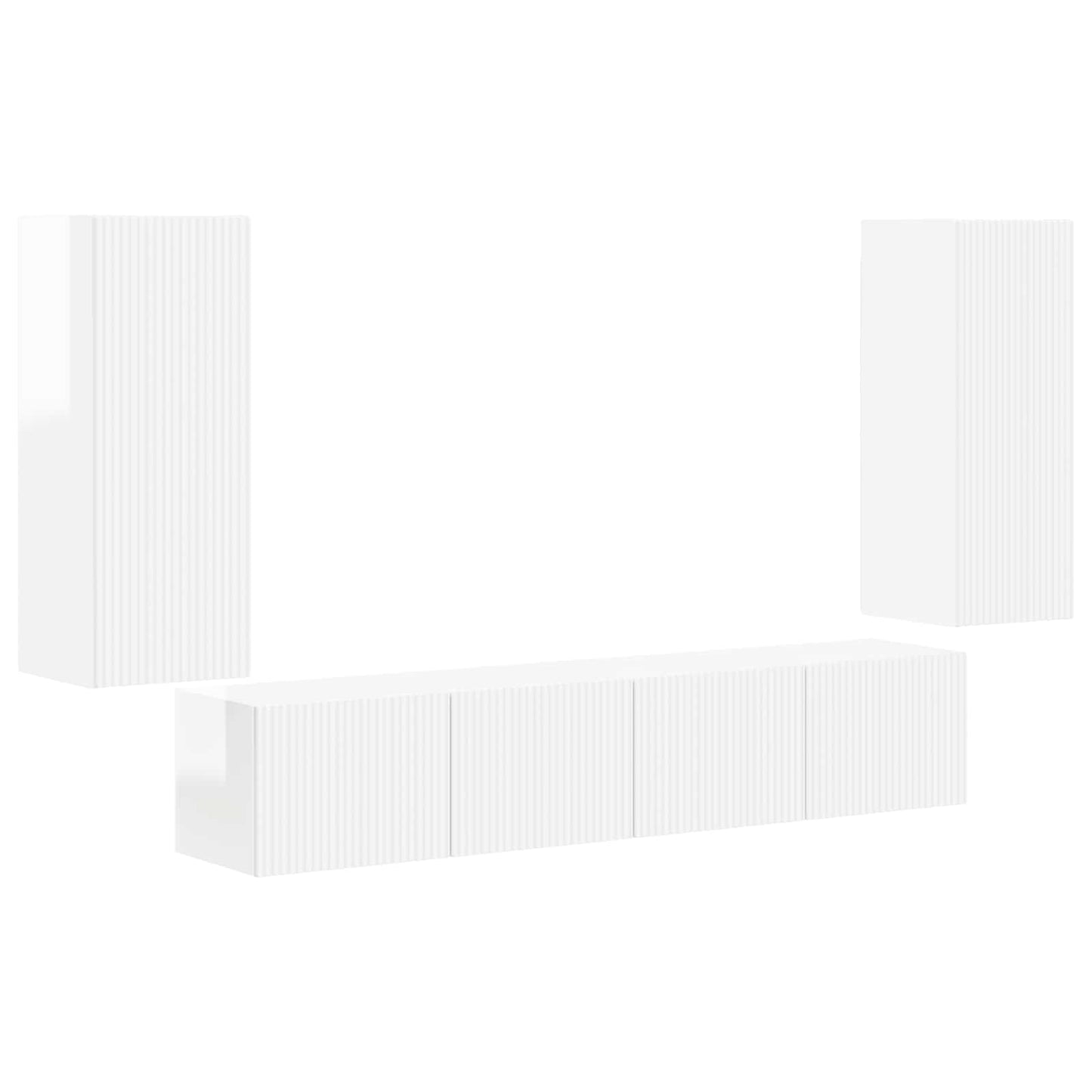 TV falit kabinet szett 4 pcs Magas Fényű Fehér Faanyag