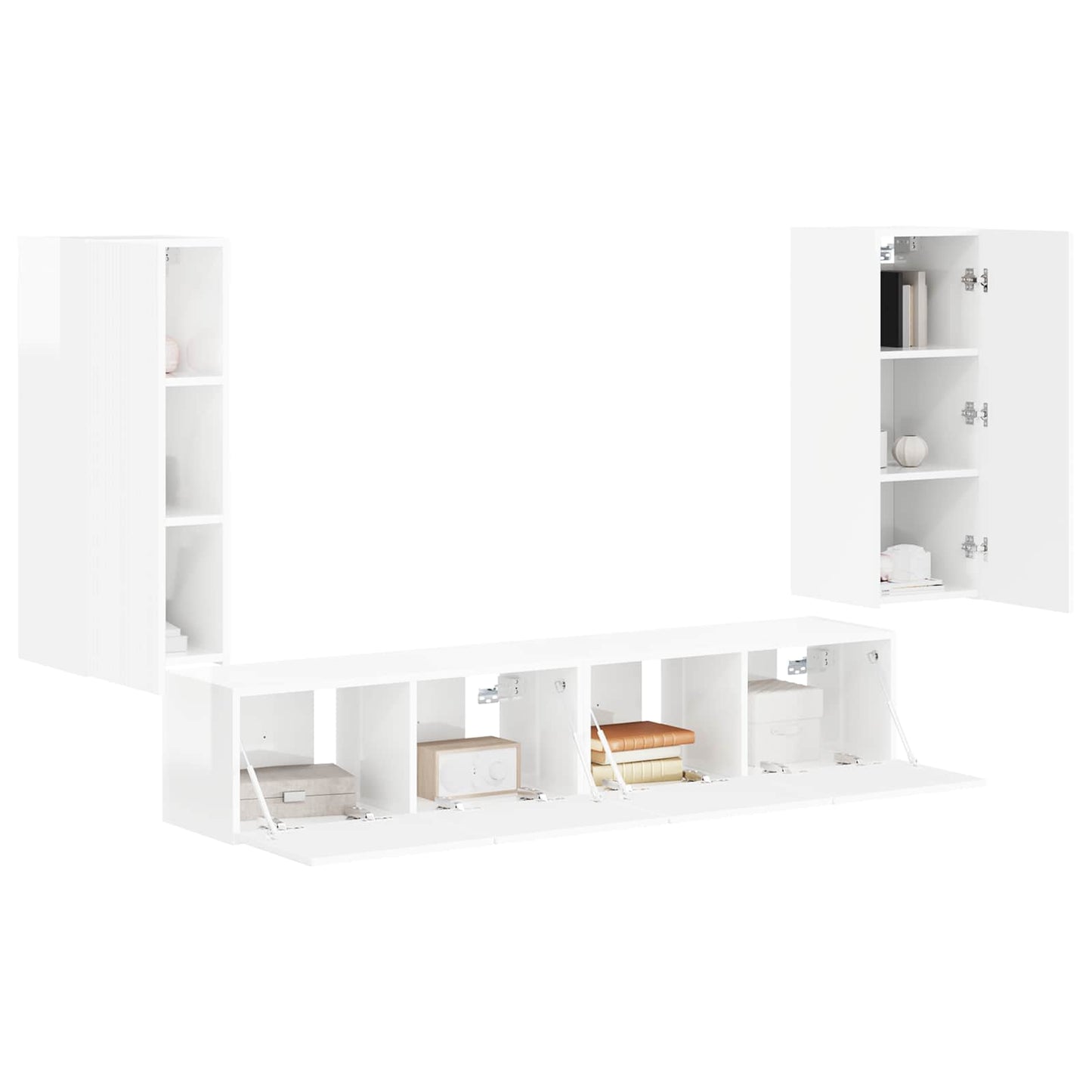 TV falit kabinet szett 4 pcs Magas Fényű Fehér Faanyag
