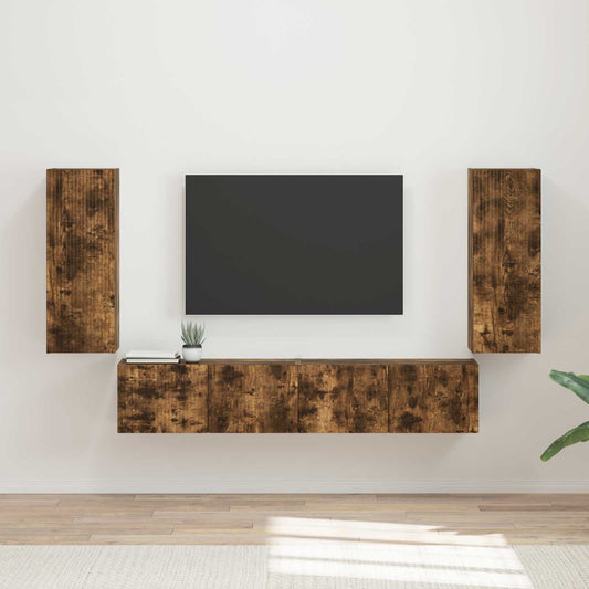 TV falit kabinet szett 4 pcs Füstölt tölgy Faanyag