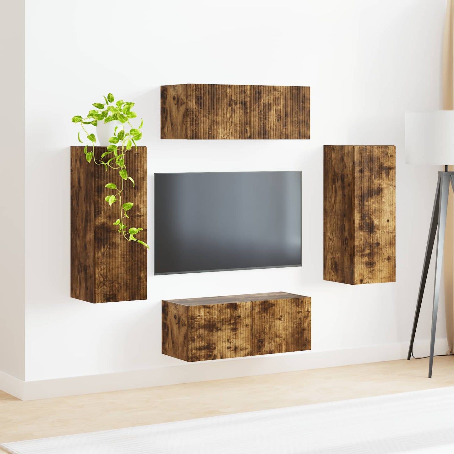 TV falit kabinet szett 4 pcs Füstölt tölgy Szerelt Fa