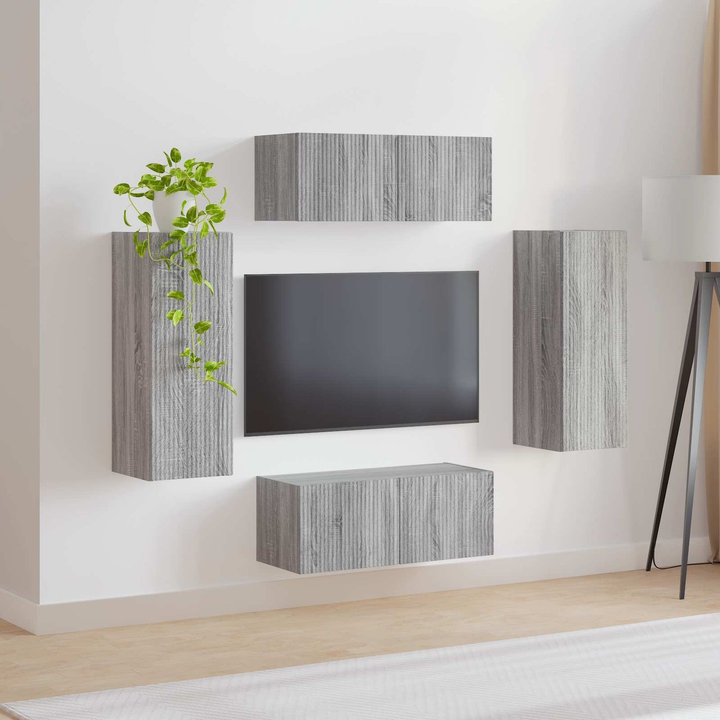 TV falit kabinet szett 4 pcs Szürke Sonoma Faanyag