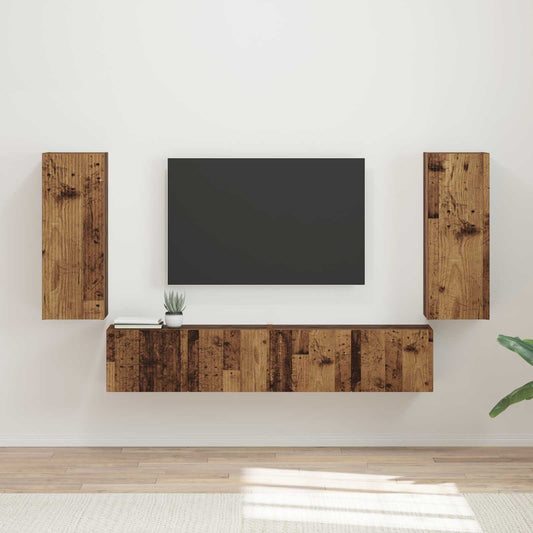 TV falit kabinet szett Falra szerelhető 4 pcs Öreg fa Faanyag