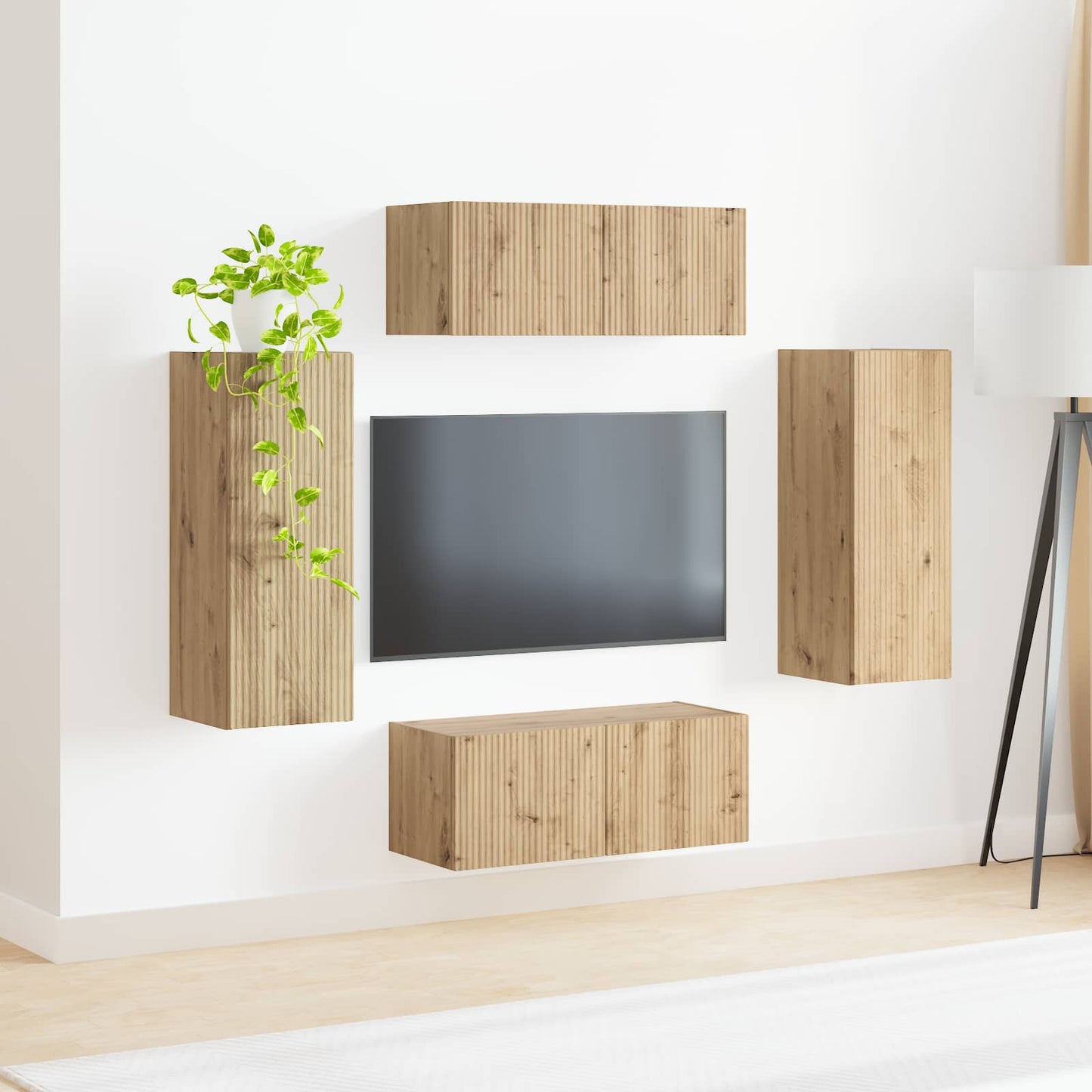 TV falit kabinet szett 4 pcs Artisan tölgy Szerelt Fa