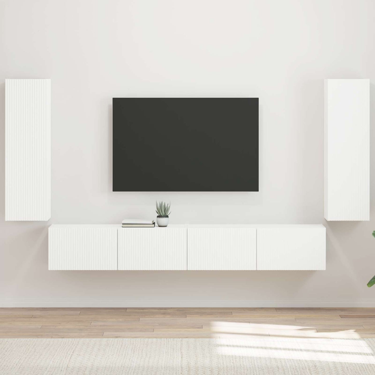 TV falit kabinet szett 4 db Fehér Szerelt Fa