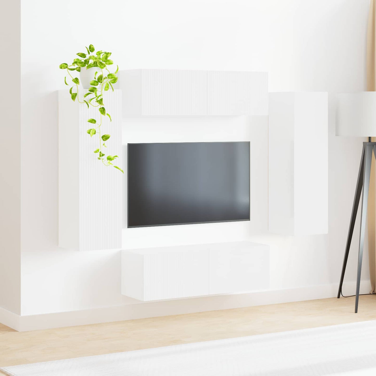 TV falit kabinet szett 4 db Fehér Szerelt Fa