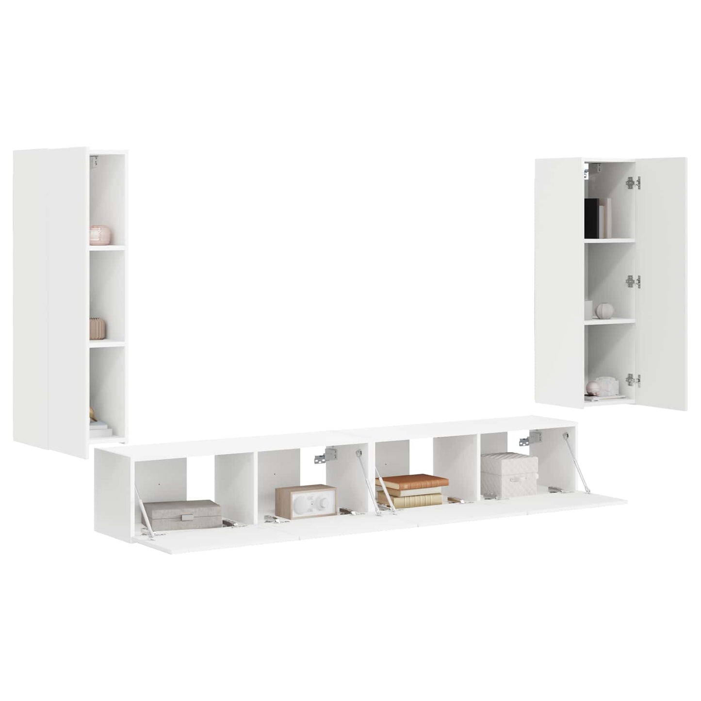 TV falit kabinet szett 4 db Fehér Szerelt Fa
