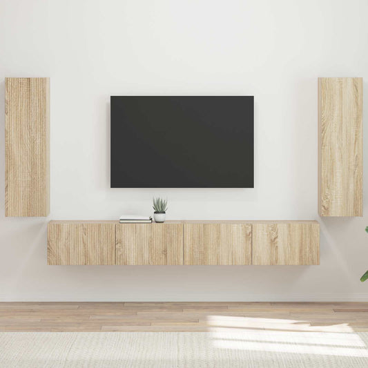 TV falit kabinet szett 4 pcs Sonoma tölgy Faanyag