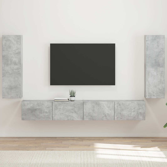 TV falit kabinet szett 4 pcs Beton Szürke Faanyag