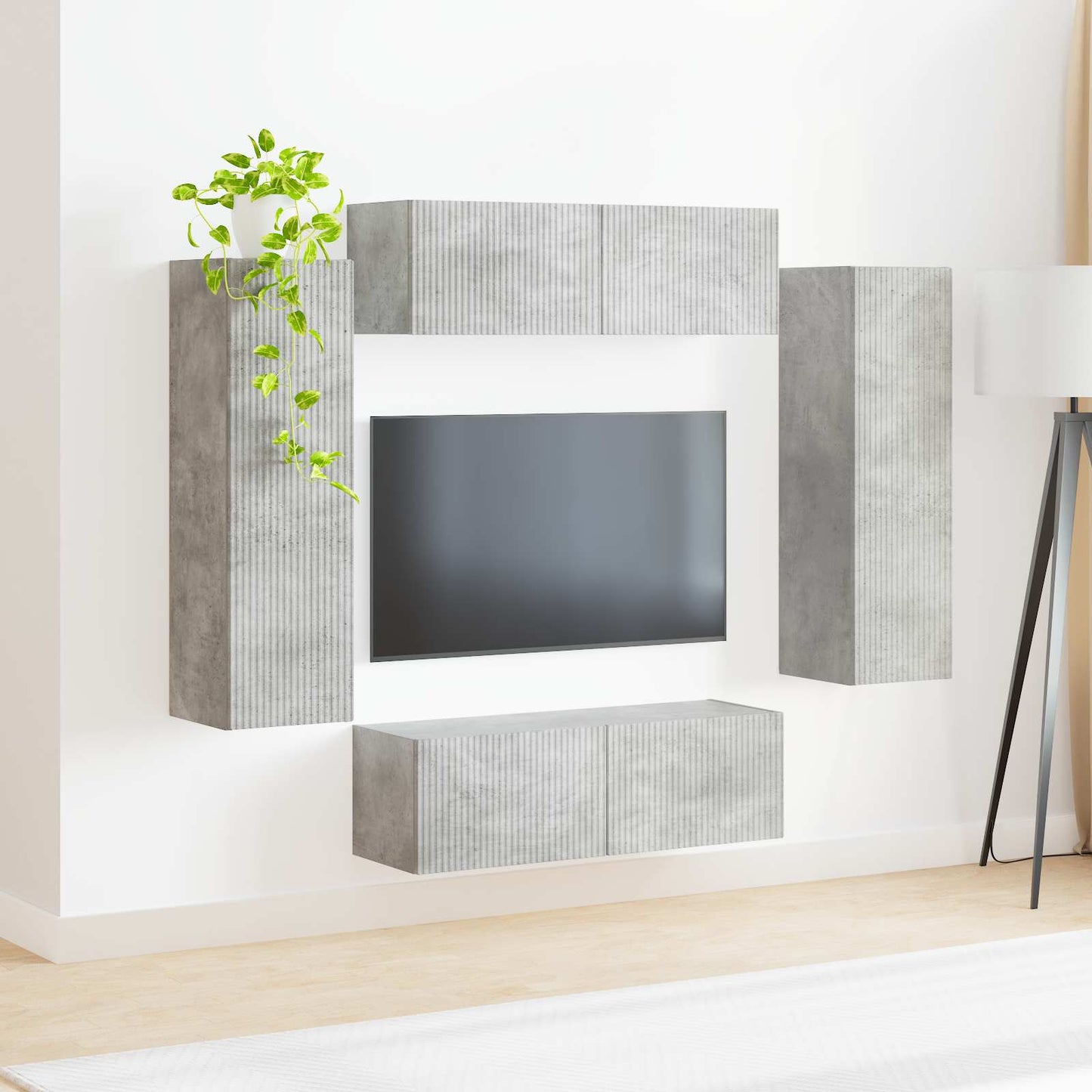 TV falit kabinet szett 4 pcs Beton Szürke Faanyag