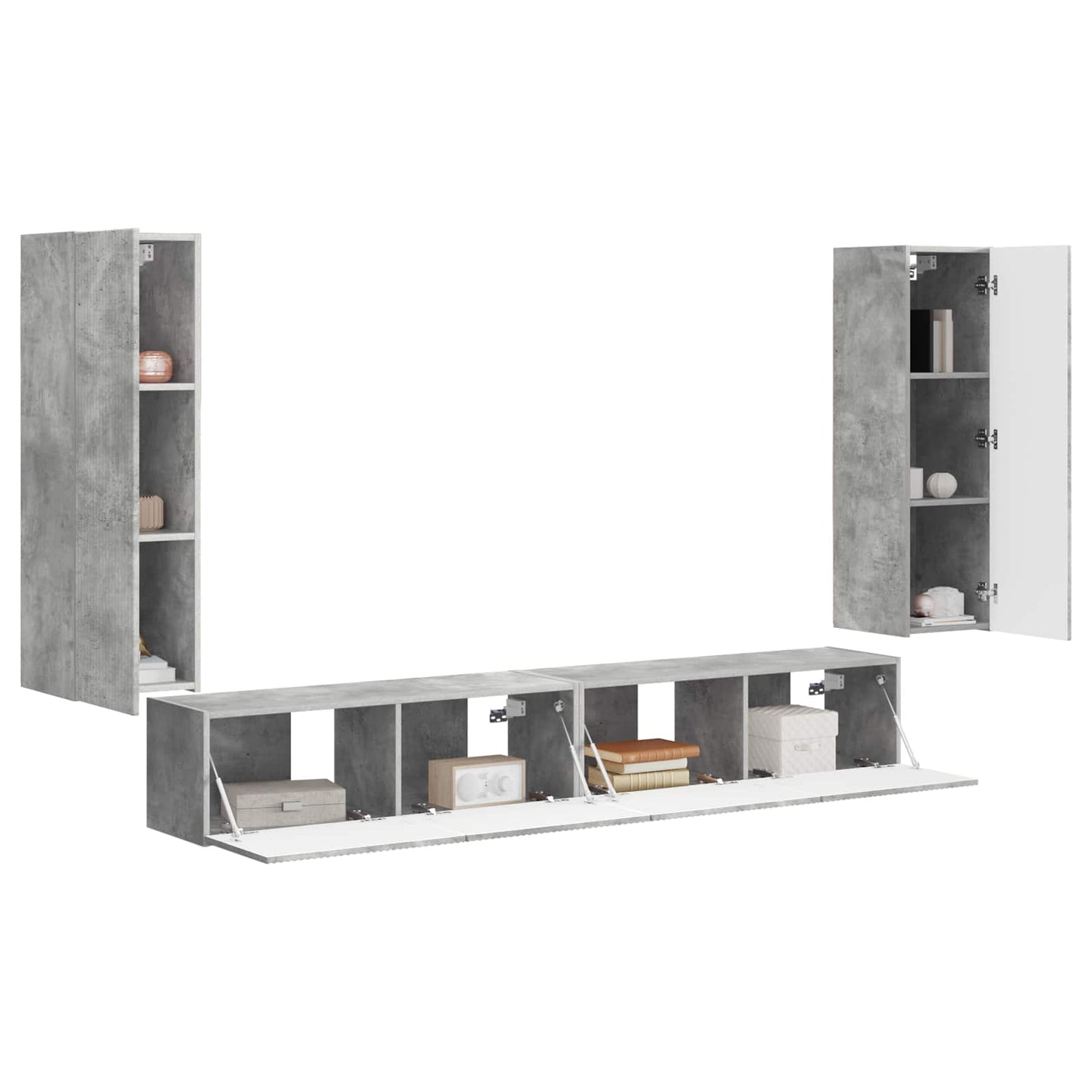 TV falit kabinet szett 4 pcs Beton Szürke Faanyag