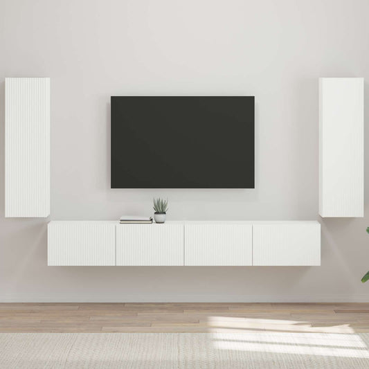 TV falit kabinet szett 4 pcs Magas Fényű Fehér Faanyag