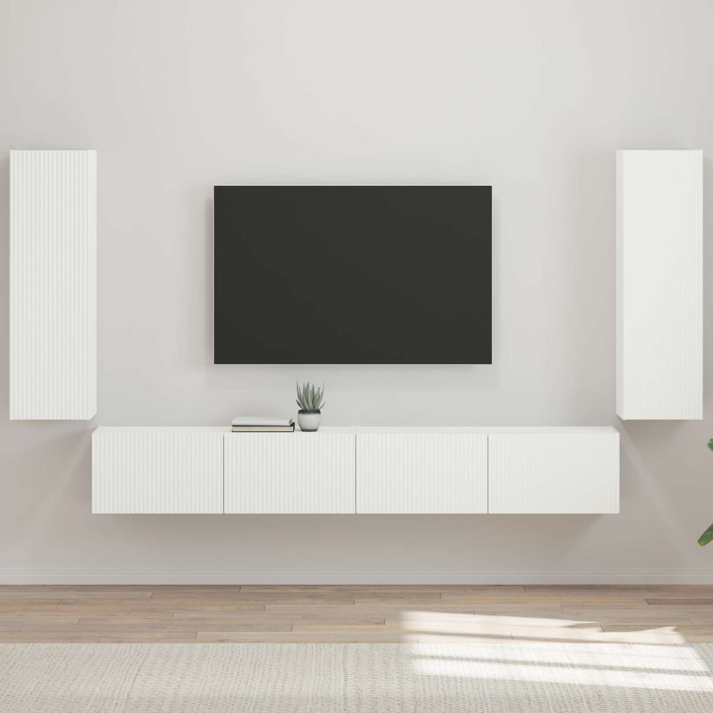 TV falit kabinet szett 4 pcs Magas Fényű Fehér Faanyag