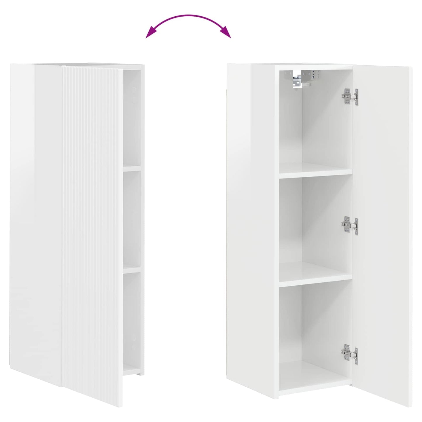 TV falit kabinet szett 4 pcs Magas Fényű Fehér Faanyag