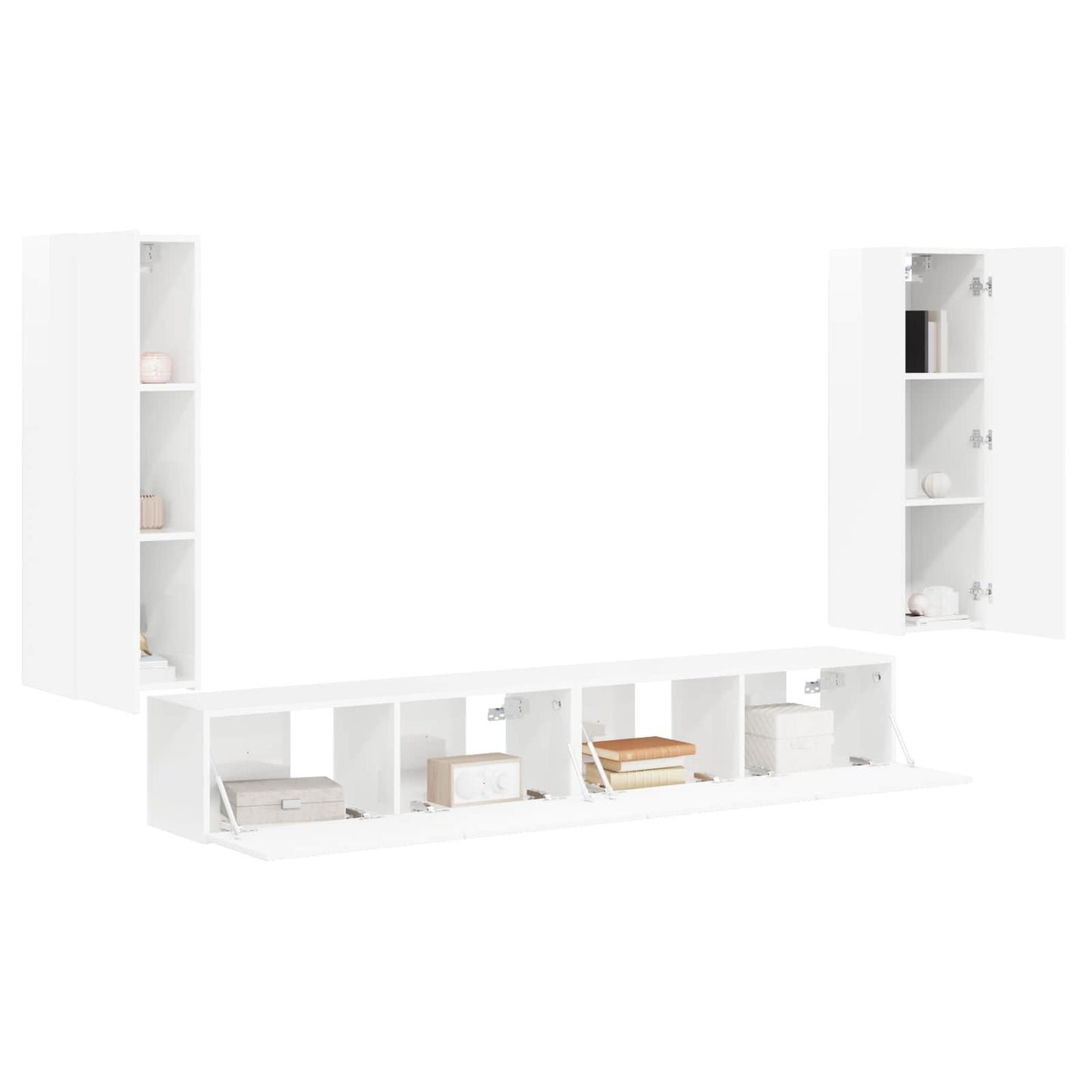 TV falit kabinet szett 4 pcs Magas Fényű Fehér Faanyag
