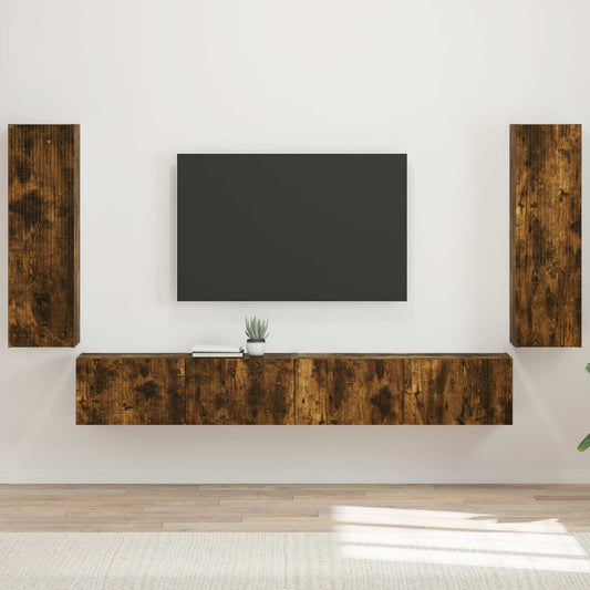 TV falit kabinet szett 4 pcs Füstölt tölgy Faanyag