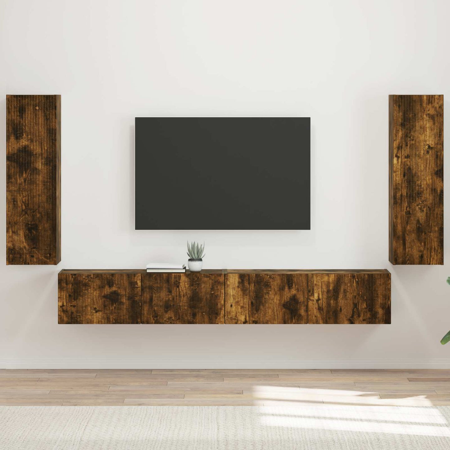 TV falit kabinet szett 4 pcs Füstölt tölgy Szerelt Fa