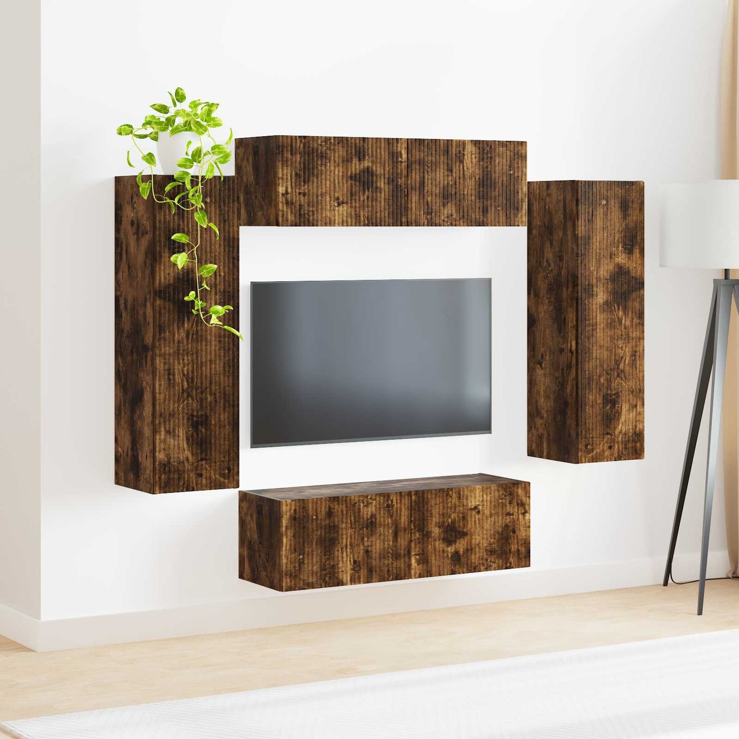 TV falit kabinet szett 4 pcs Füstölt tölgy Szerelt Fa