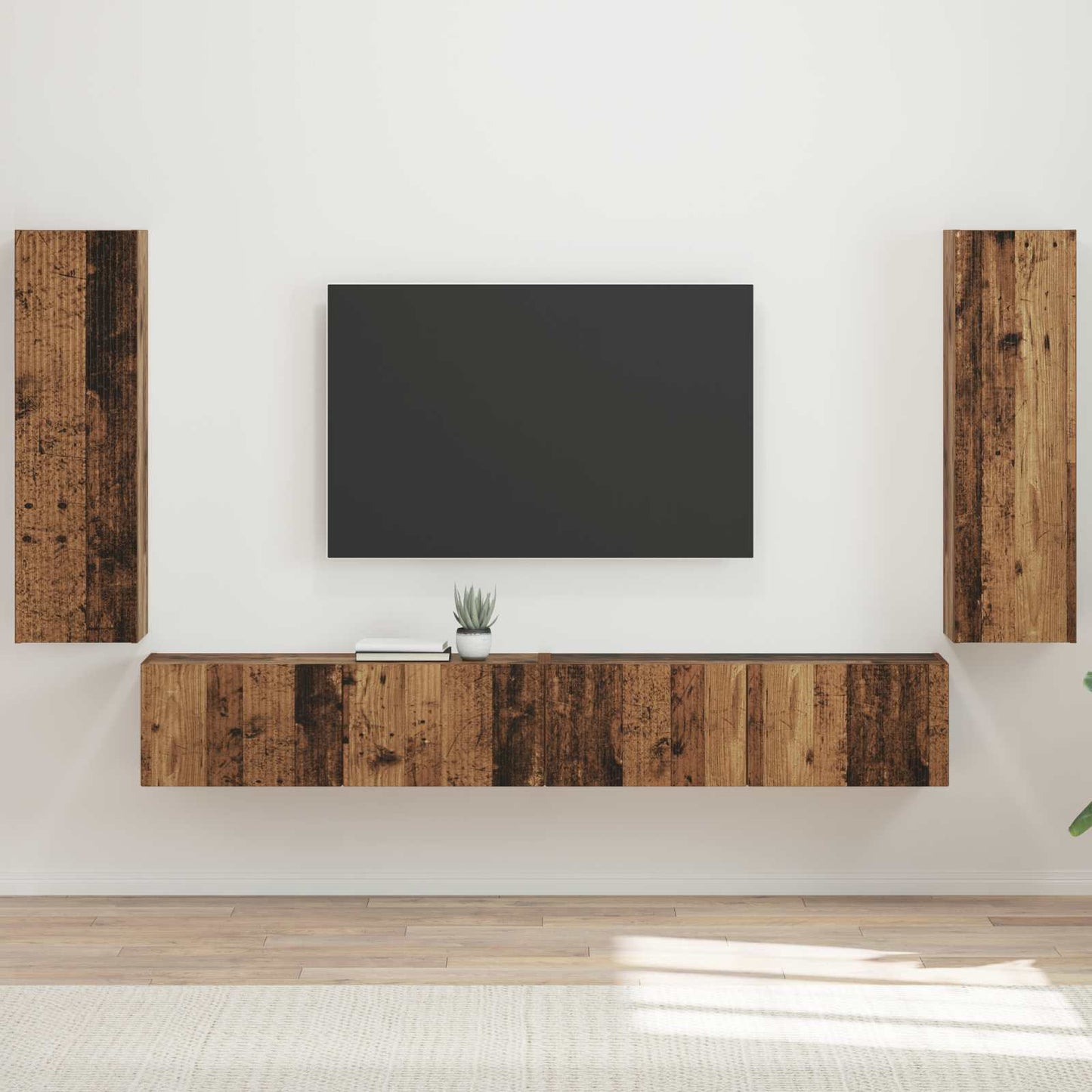 TV falit kabinet szett 4 pcs 29,5 x 31 x 100 cm Öreg fa Faanyag