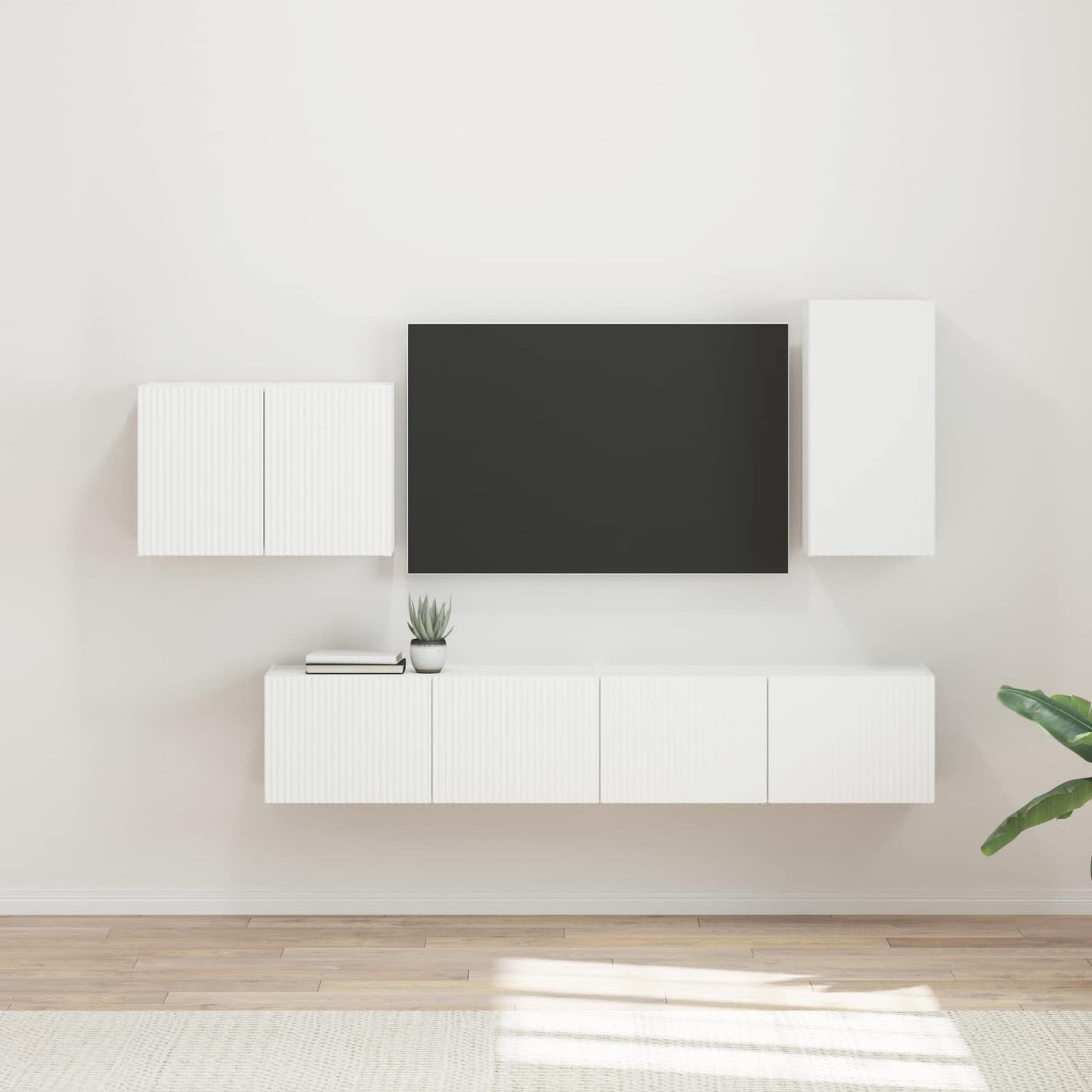TV falit kabinet szett Falra szerelhető 4 pcs Fehér Faanyag