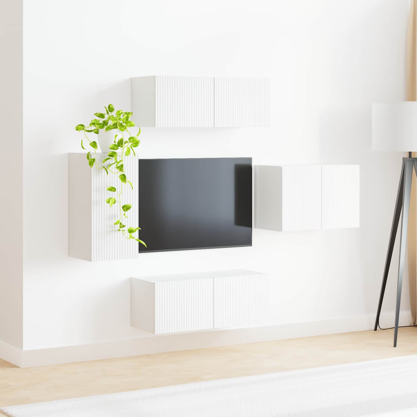 TV falit kabinet szett Falra szerelhető 4 pcs Fehér Faanyag
