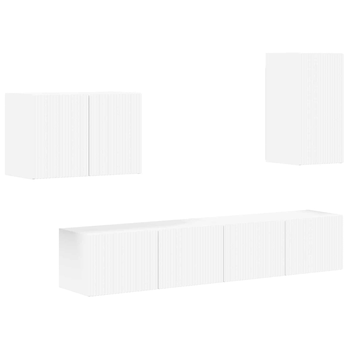 TV falit kabinet szett Falra szerelhető 4 pcs Fehér Faanyag