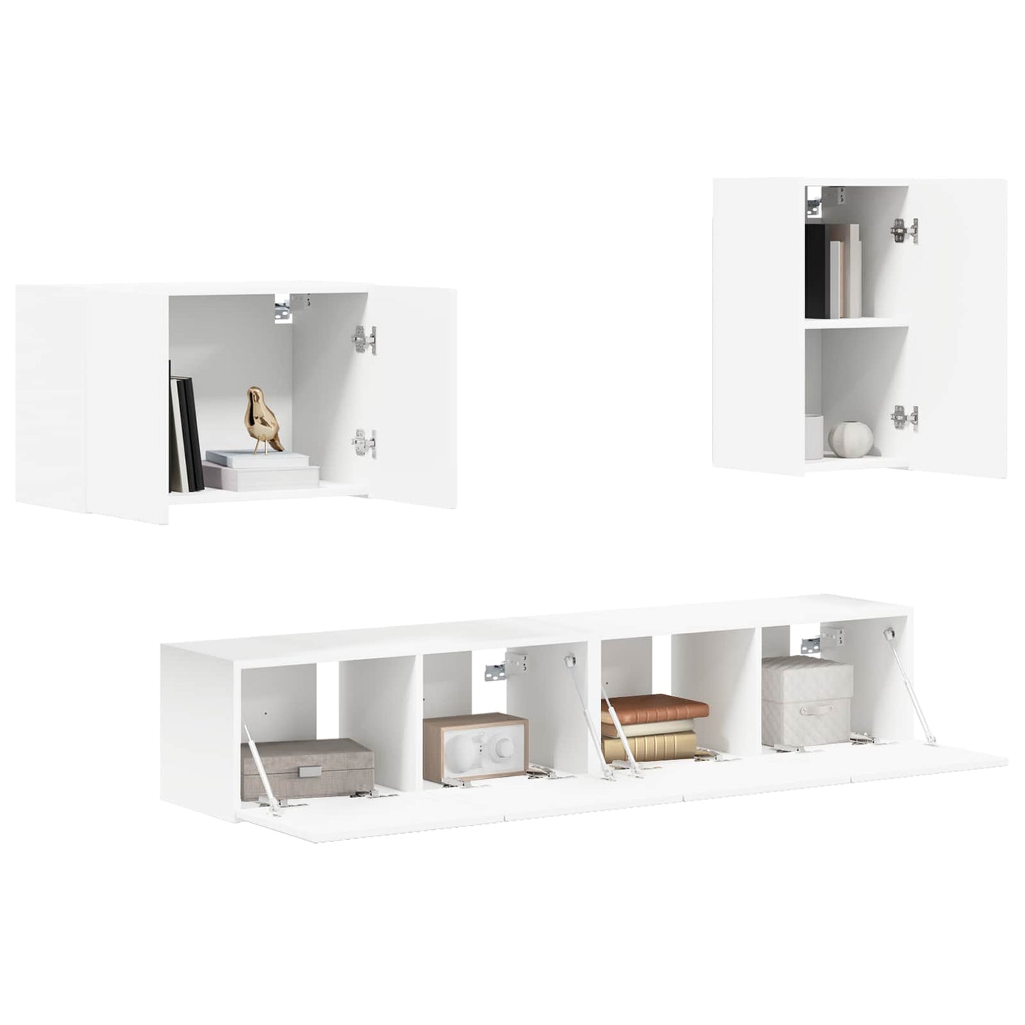 TV falit kabinet szett Falra szerelhető 4 pcs Fehér Faanyag