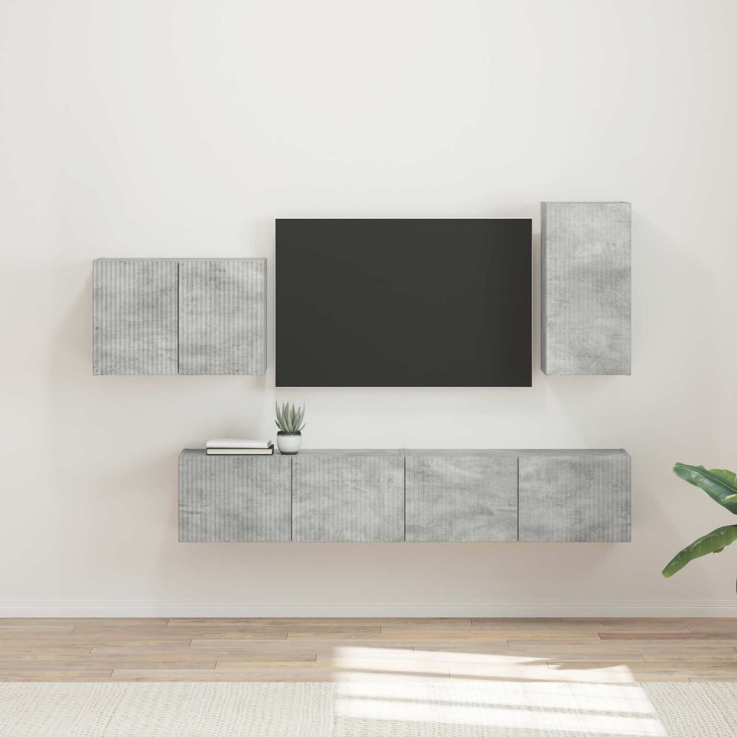 TV falit kabinet szett 4 pcs Beton Szürke Szerelt Fa