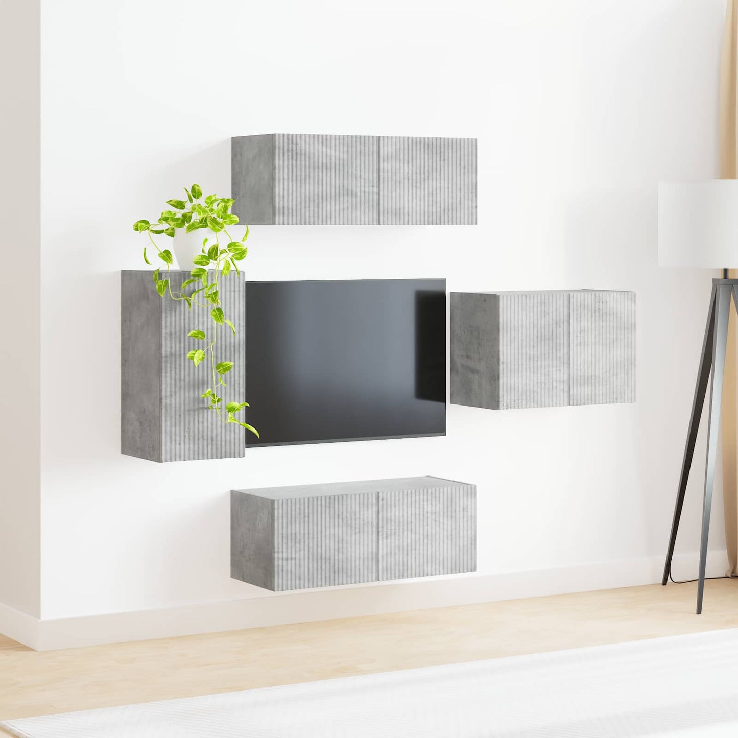 TV falit kabinet szett 4 pcs Beton Szürke Szerelt Fa
