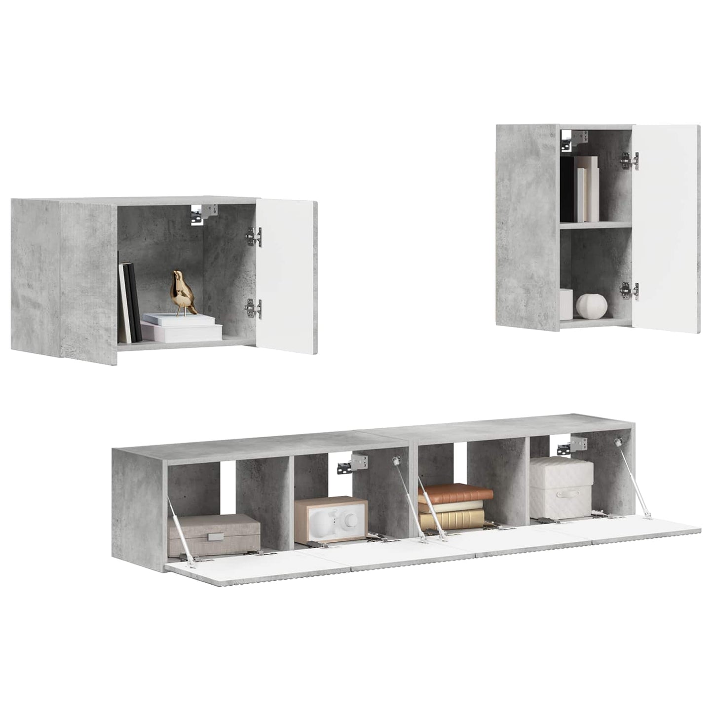 TV falit kabinet szett 4 pcs Beton Szürke Szerelt Fa