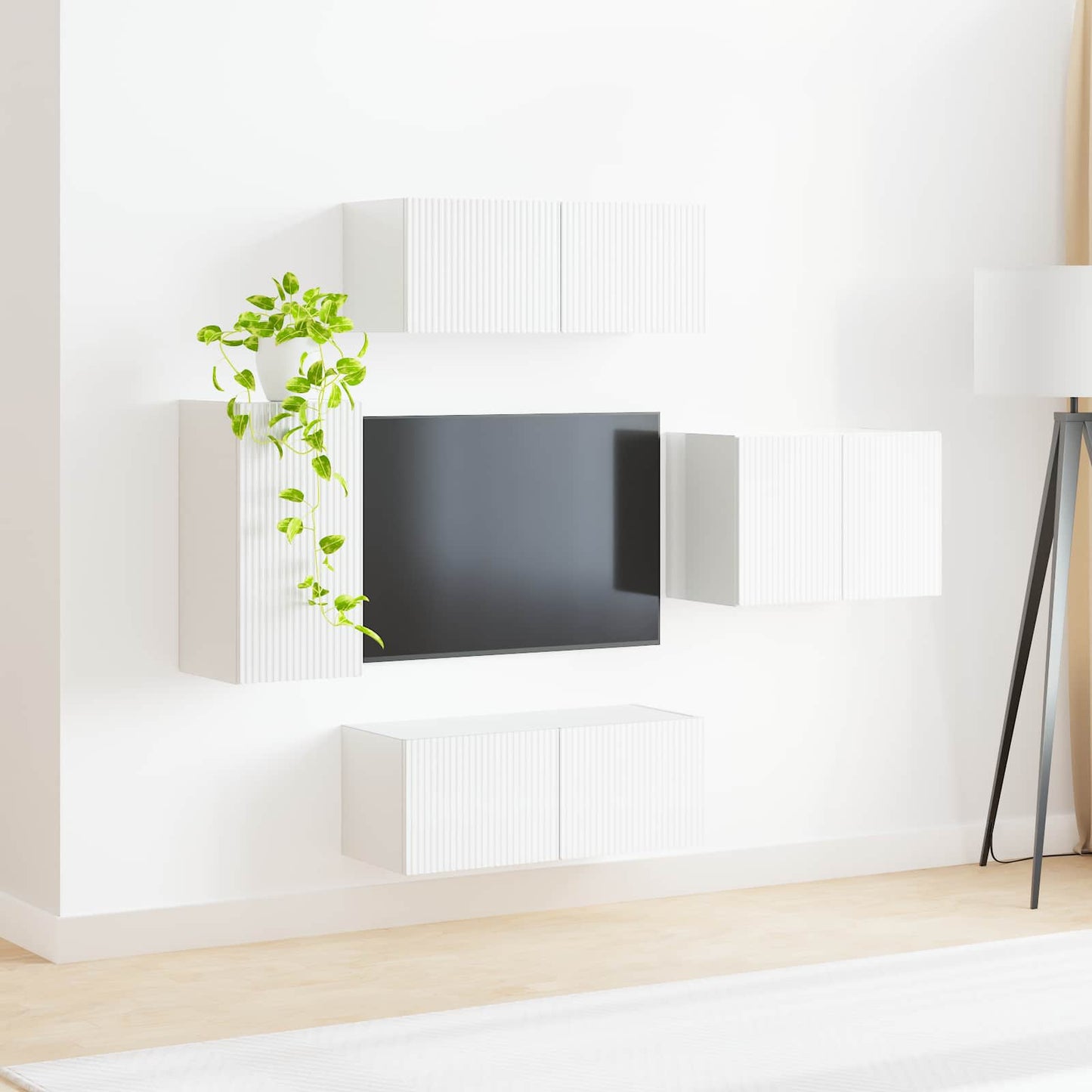 TV falit kabinet szett 4 pcs Magas Fényű Fehér Szerelt Fa