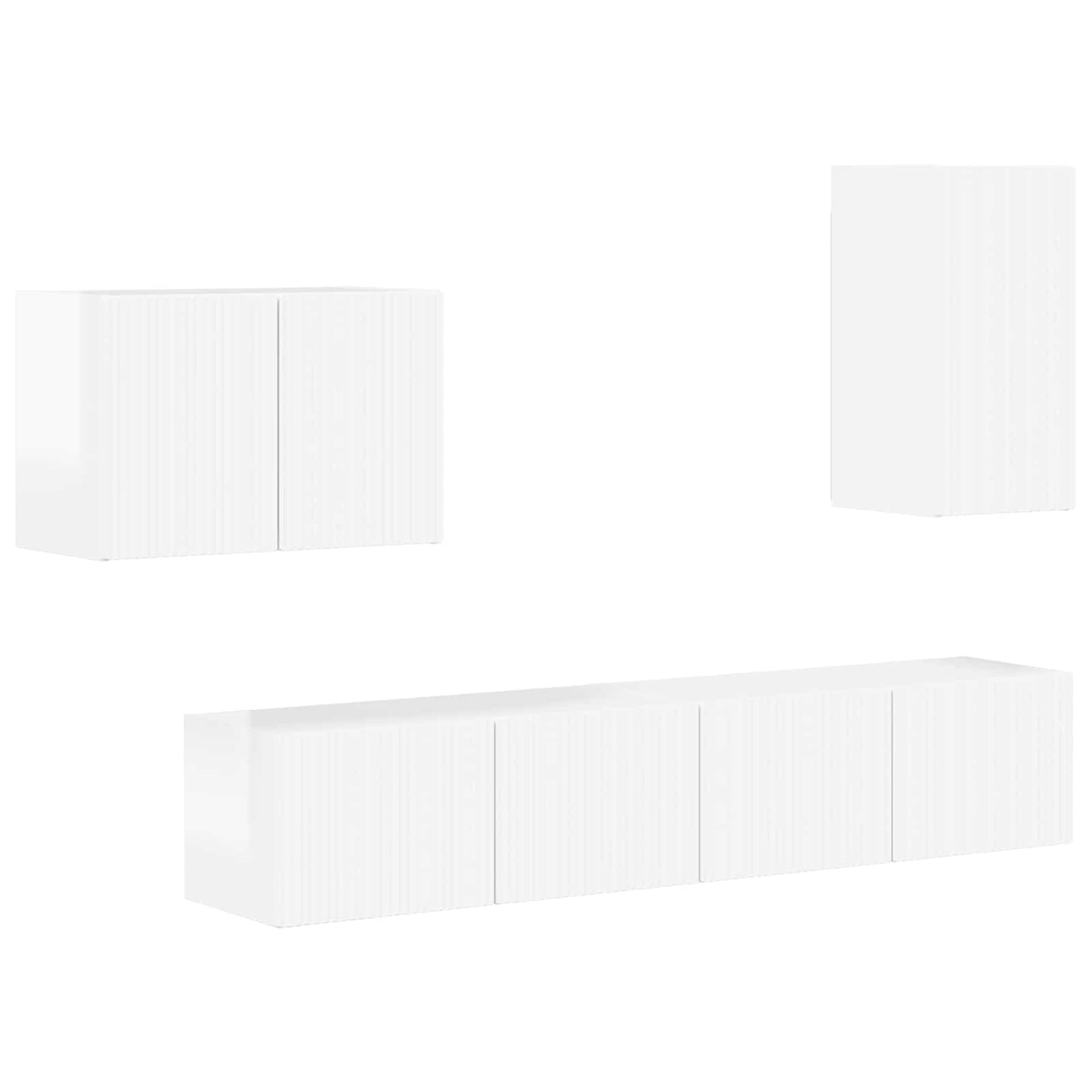 TV falit kabinet szett 4 pcs Magas Fényű Fehér Szerelt Fa