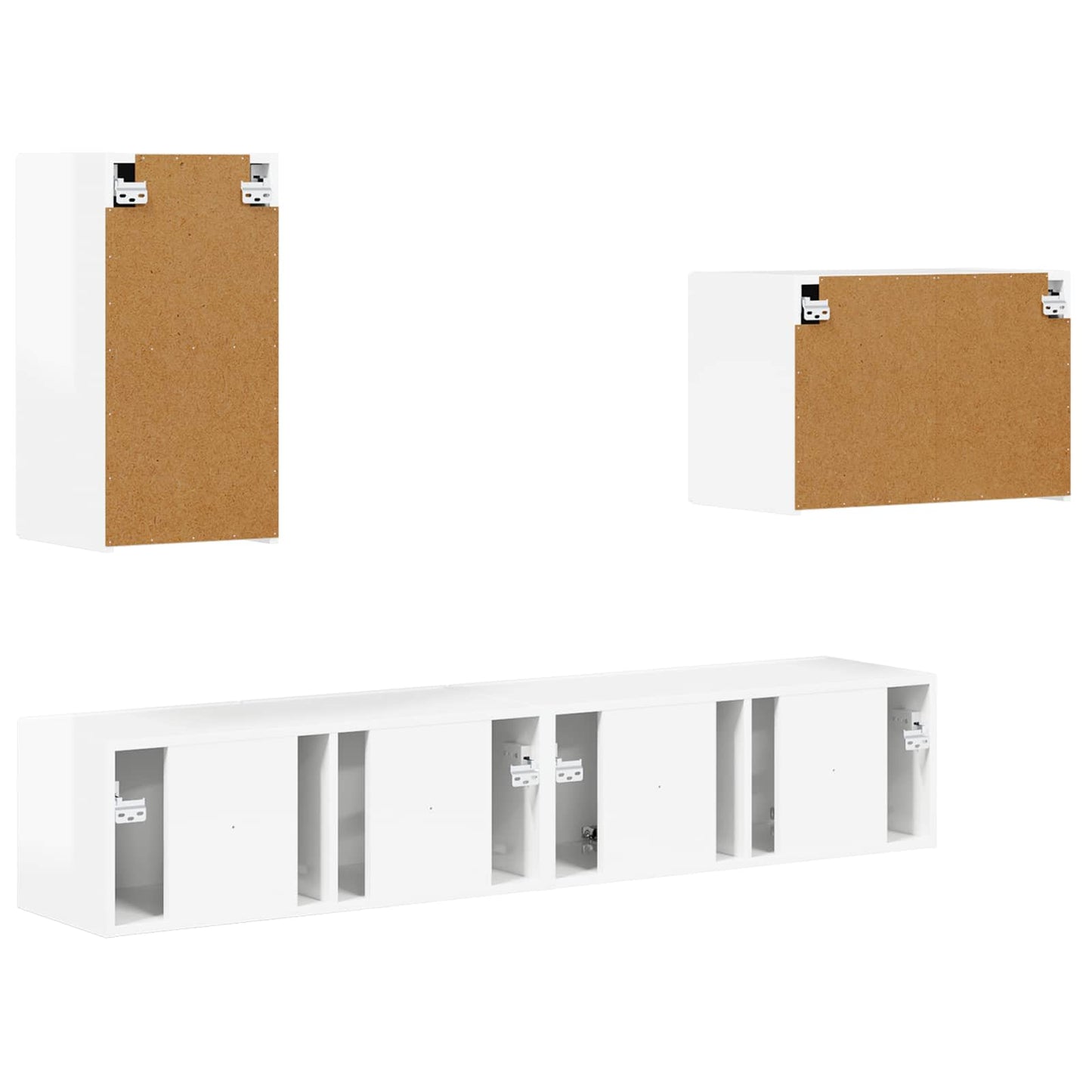 TV falit kabinet szett 4 pcs Magas Fényű Fehér Szerelt Fa