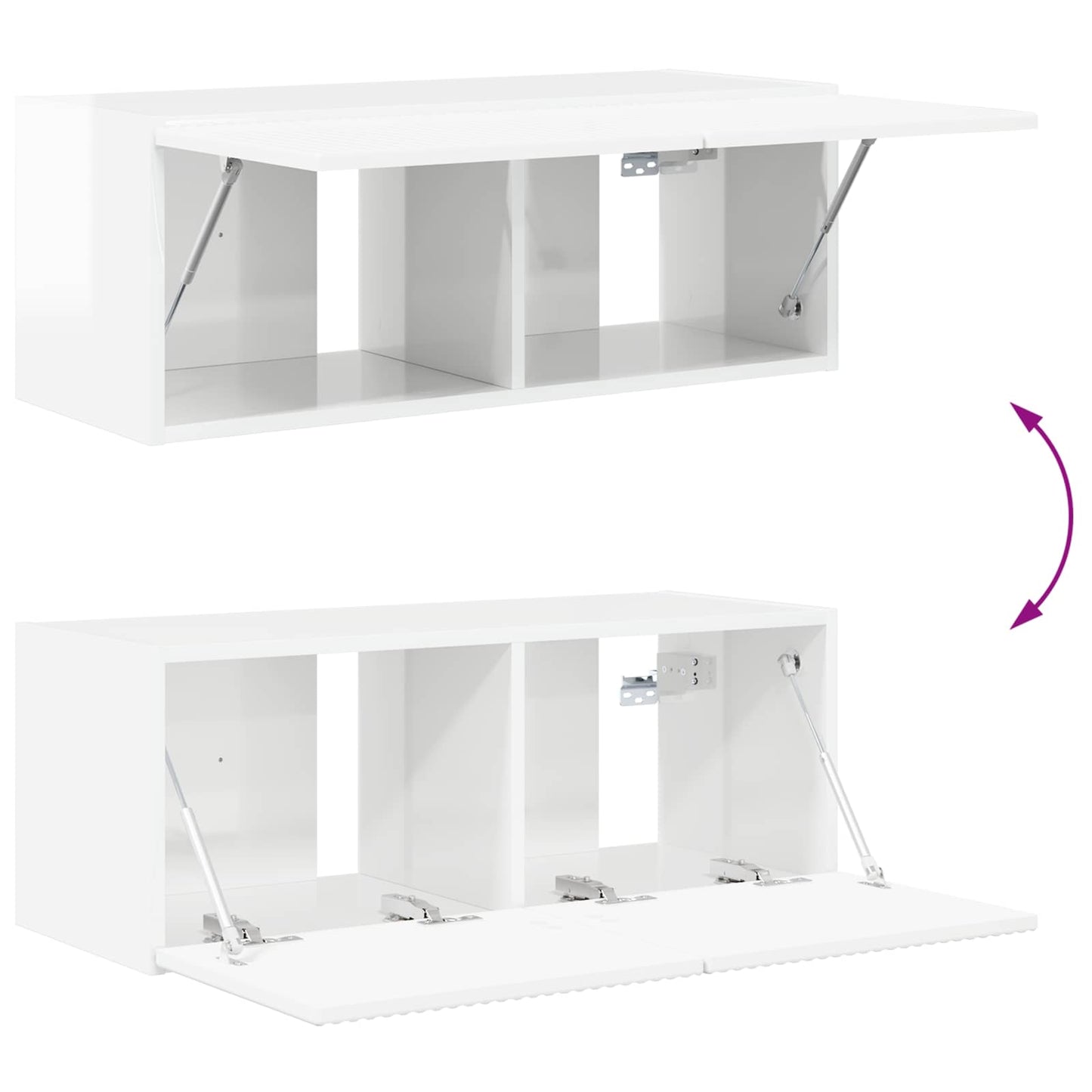 TV falit kabinet szett 4 pcs Magas Fényű Fehér Szerelt Fa