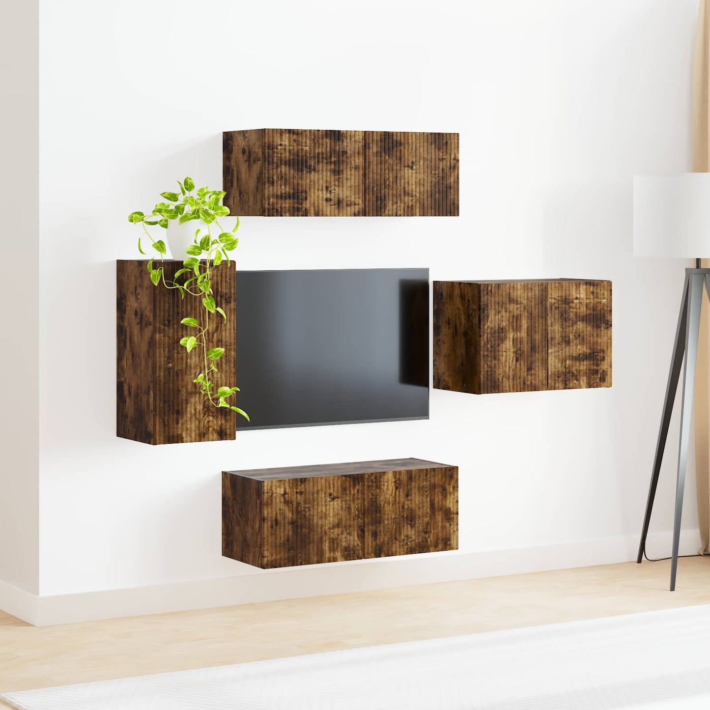 TV falit kabinet szett 4 pcs Füstölt tölgy Szerelt Fa