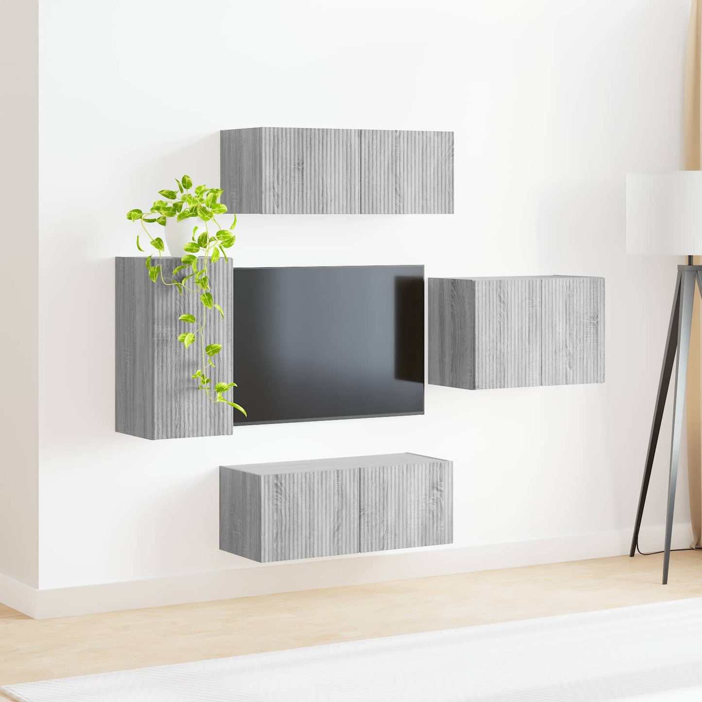 TV falit kabinet szett 4 pcs Szürke Sonoma Szerelt Fa