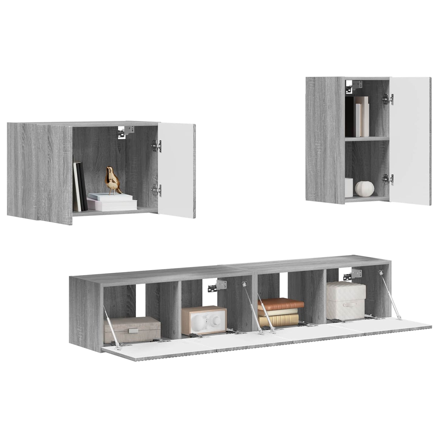 TV falit kabinet szett 4 pcs Szürke Sonoma Szerelt Fa