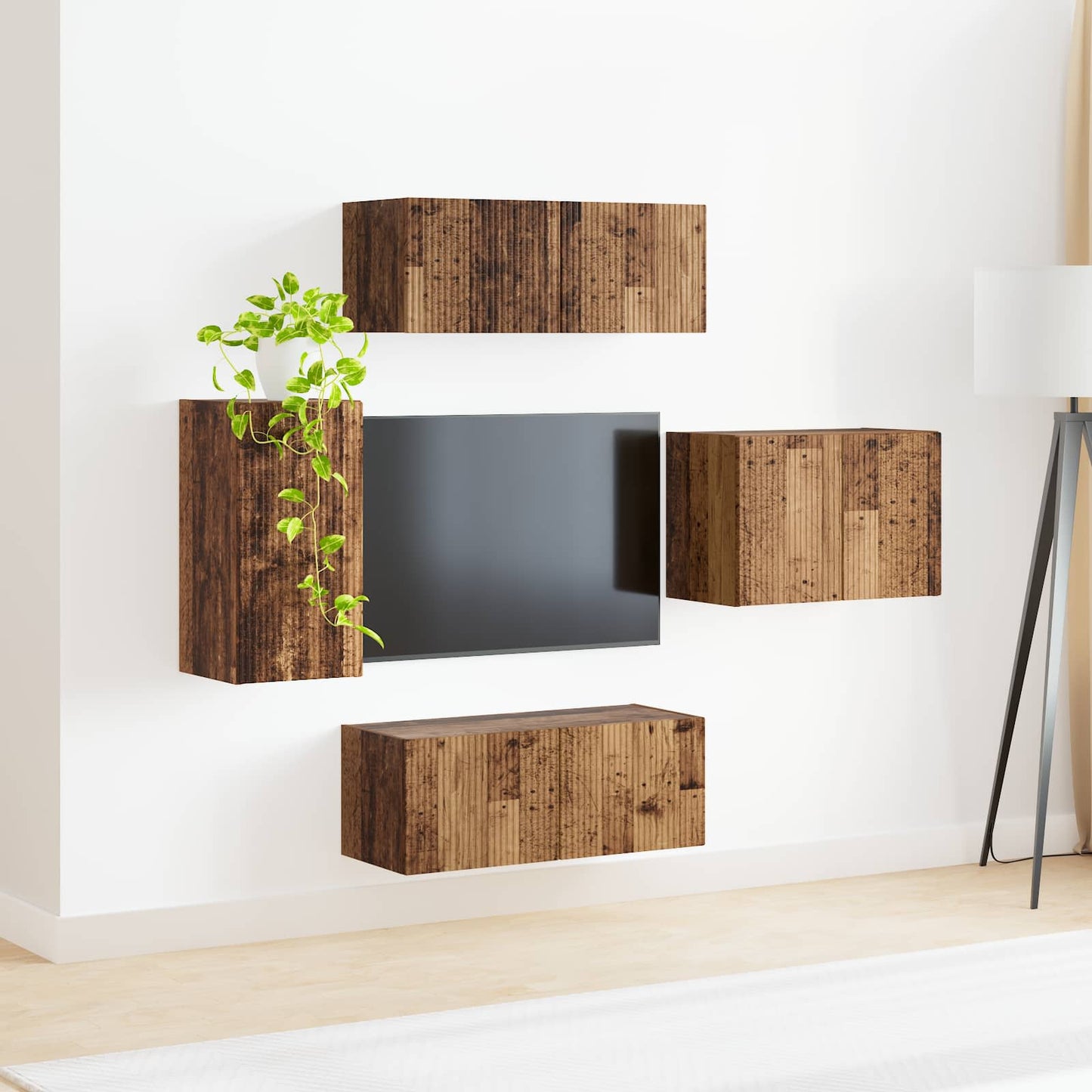 TV falit kabinet szett 4 pcs Öreg fa Szerelt Fa