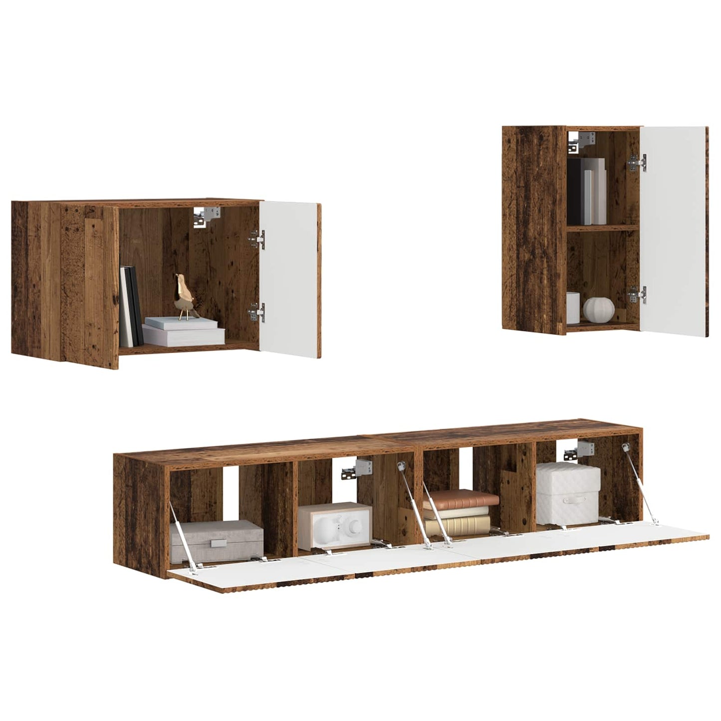 TV falit kabinet szett 4 pcs Öreg fa Szerelt Fa