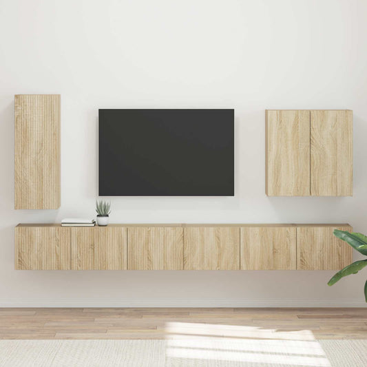 TV falit kabinet szett Falra szerelhető 6 pcs Sonoma tölgy
