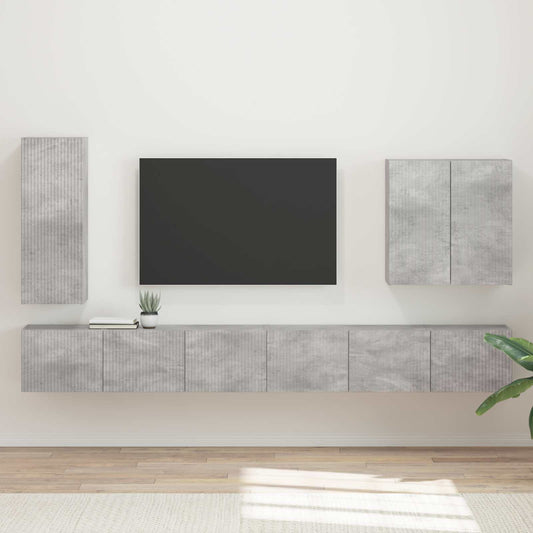 TV falit kabinet szett Falra szerelhető 6 pcs Beton Szürke
