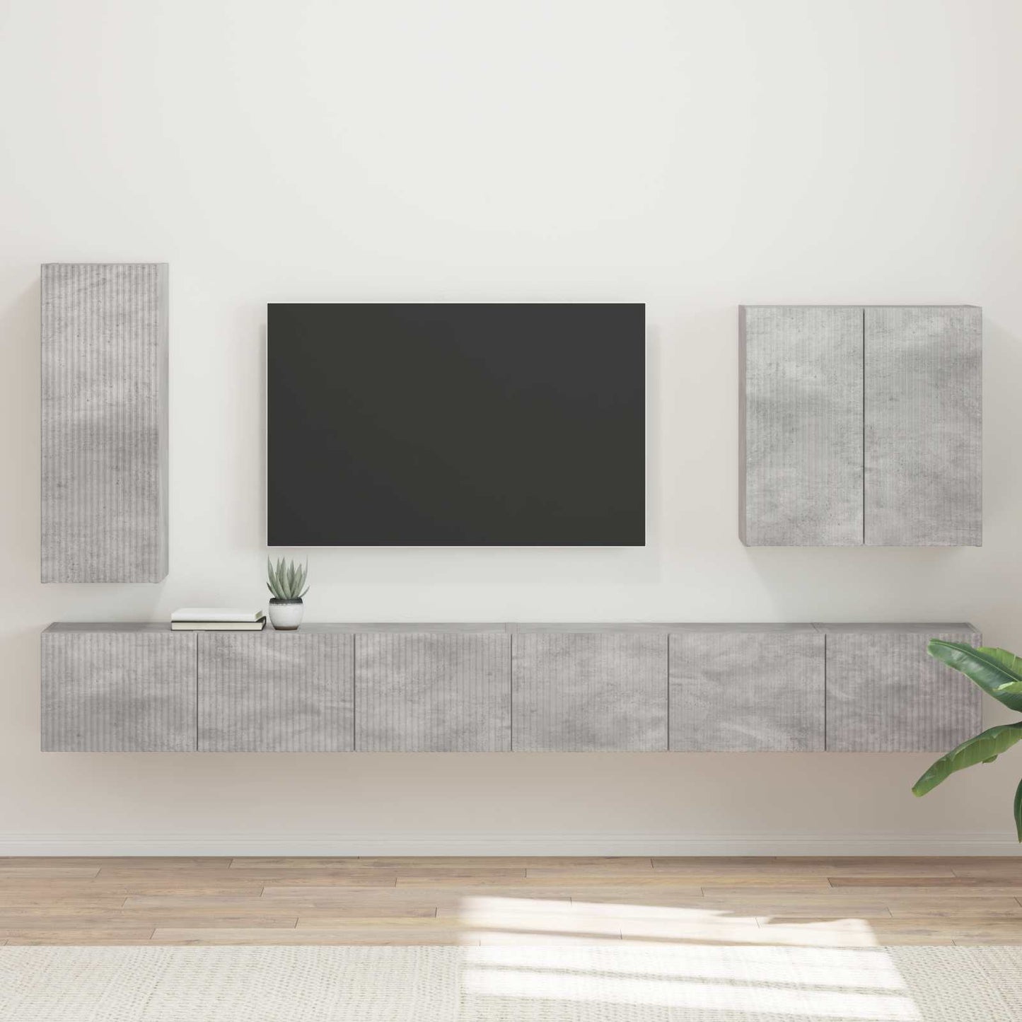 TV falit kabinet szett Falra szerelhető 6 pcs Beton Szürke