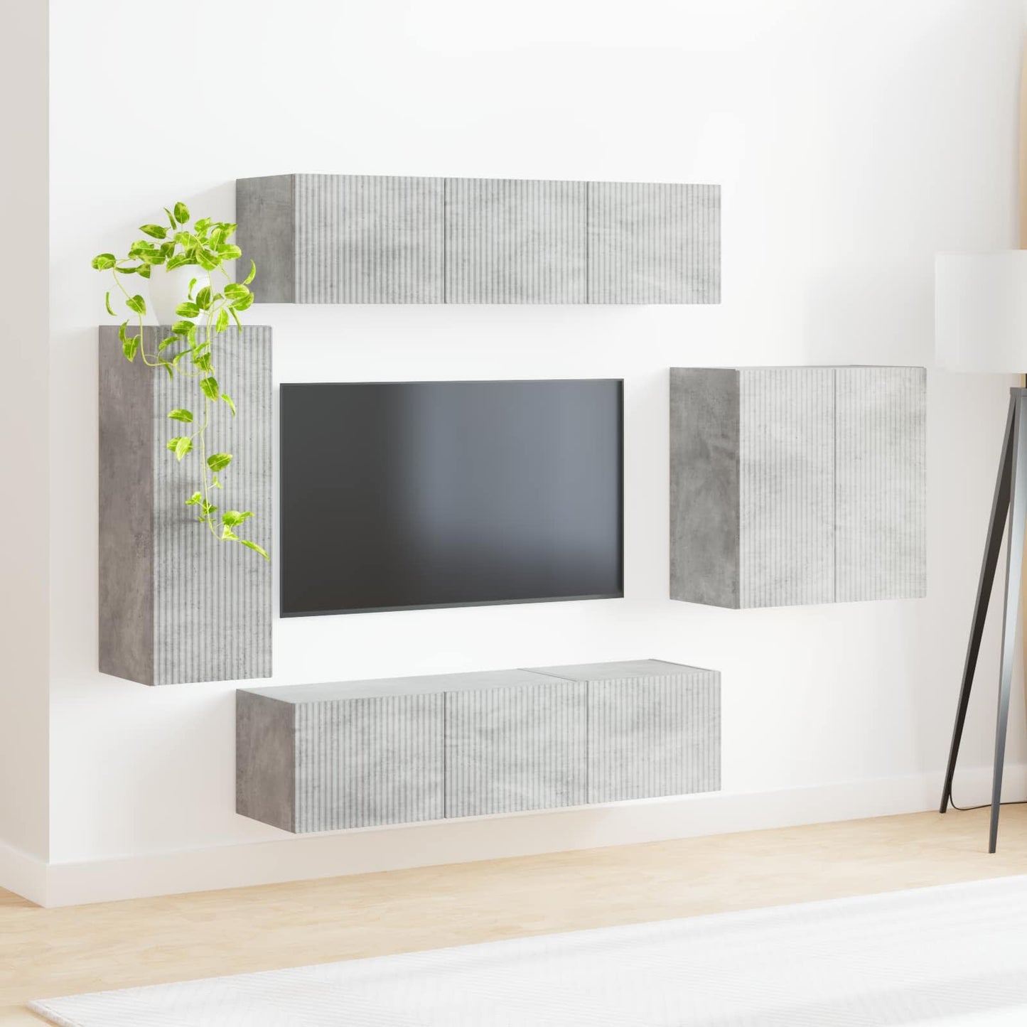TV falit kabinet szett Falra szerelhető 6 pcs Beton Szürke