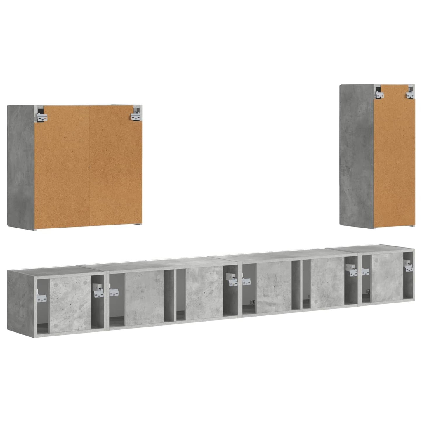 TV falit kabinet szett Falra szerelhető 6 pcs Beton Szürke