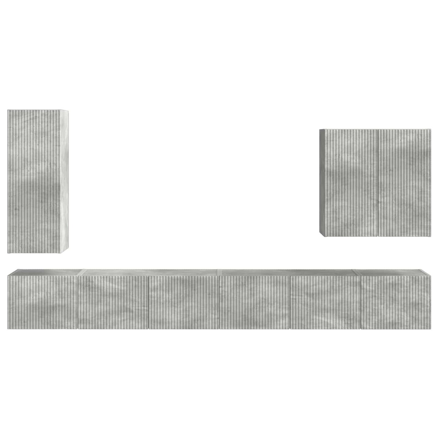 TV falit kabinet szett Falra szerelhető 6 pcs Beton Szürke