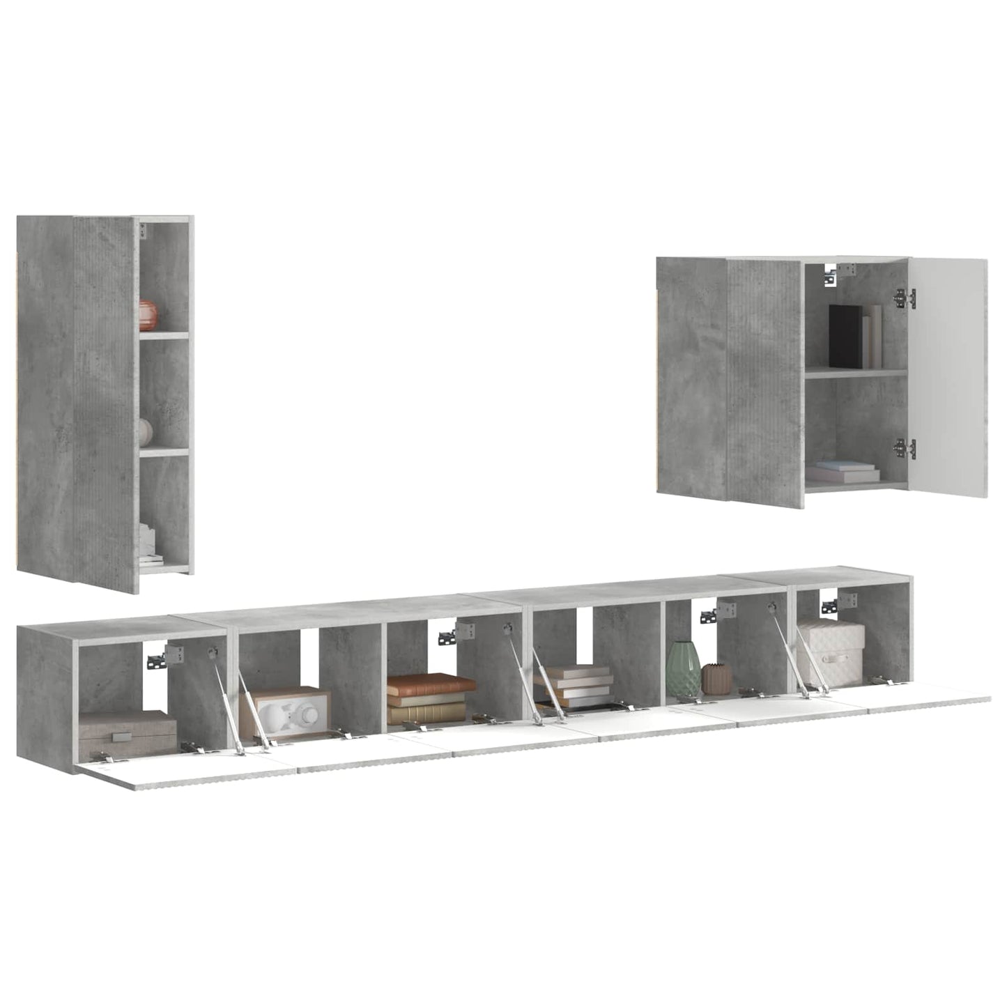 TV falit kabinet szett Falra szerelhető 6 pcs Beton Szürke