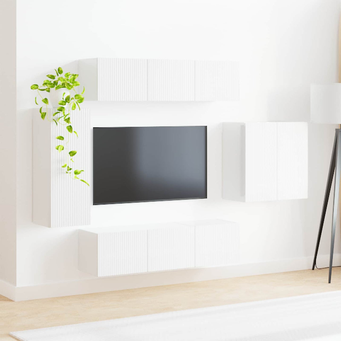 TV falit kabinet szett Falra szerelhető 6 pcs Magas Fényű Fehér